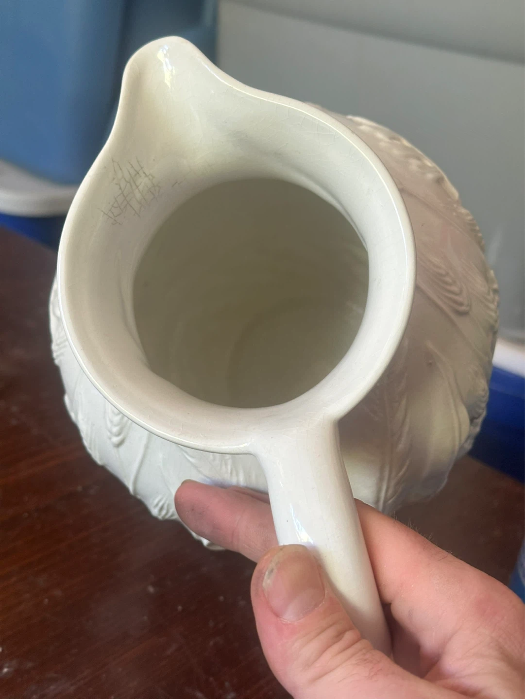 Williams Sonoma Italy Embossed Pitcher Wheat Farmhouse Ceramic - photo 4