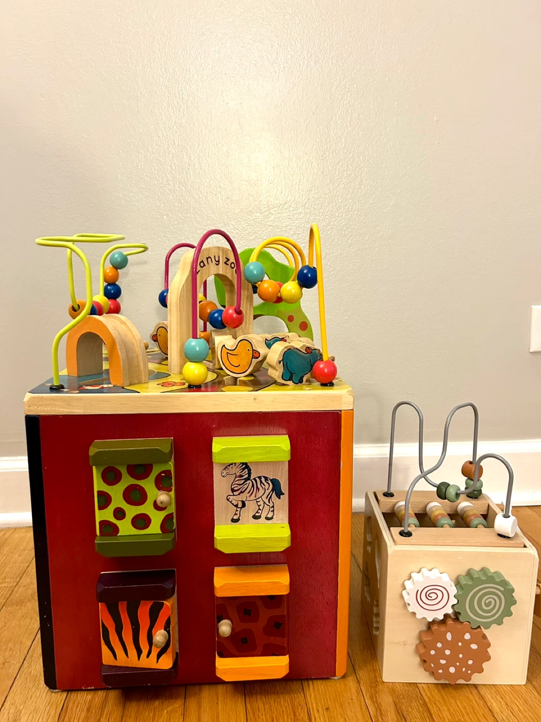 Zany Zoo Wooden Activity Cube & Bead Maze Toy Set