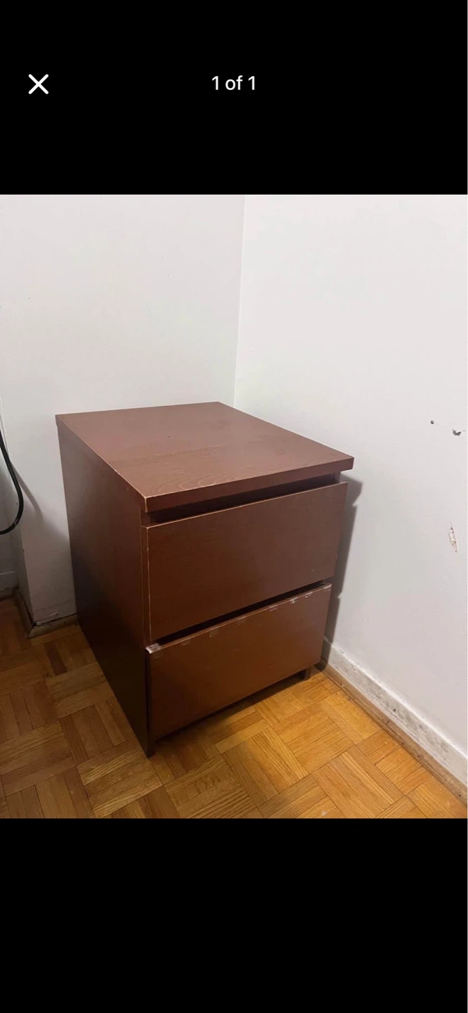 2-Drawer IKEA Wood Nightstand/Filing Cabinet