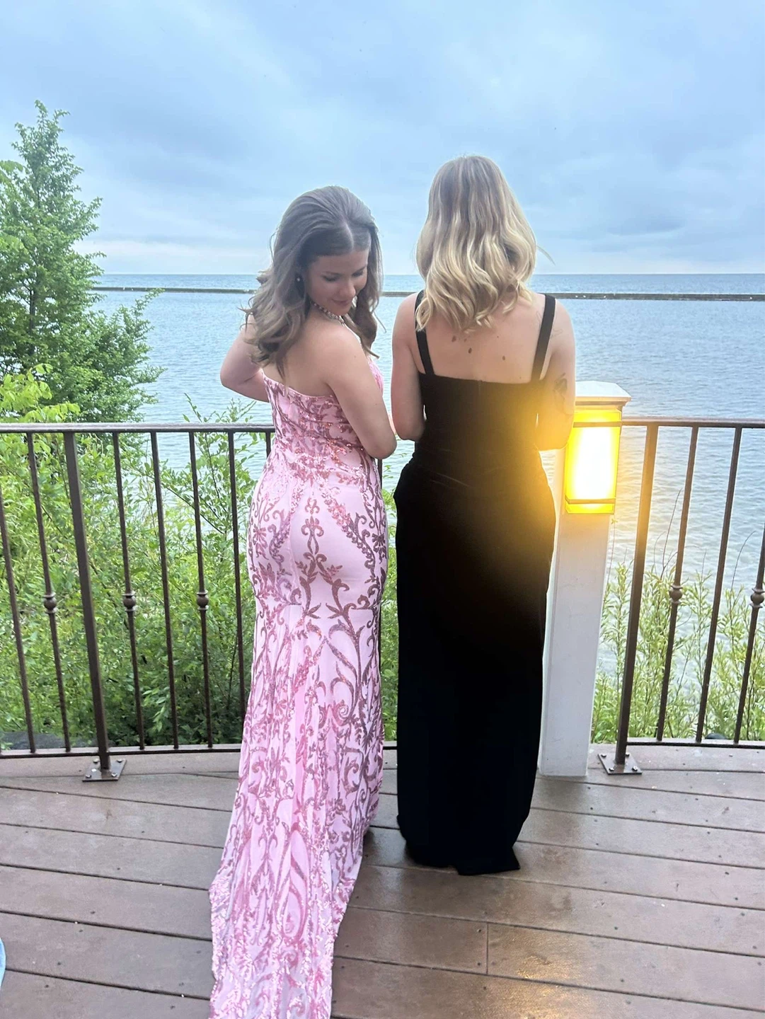 Pink Sequined Strapless Prom Dress - photo 2