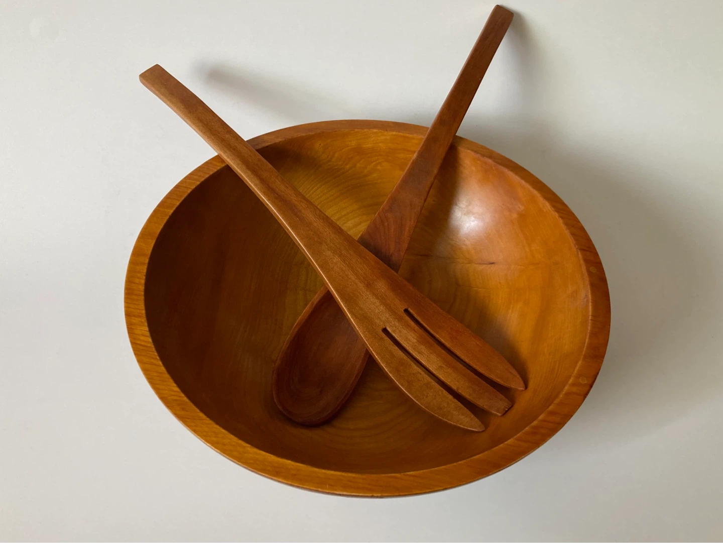 Vintage Maple Wood Baribocraft Bowl and Salad Servers - photo 3