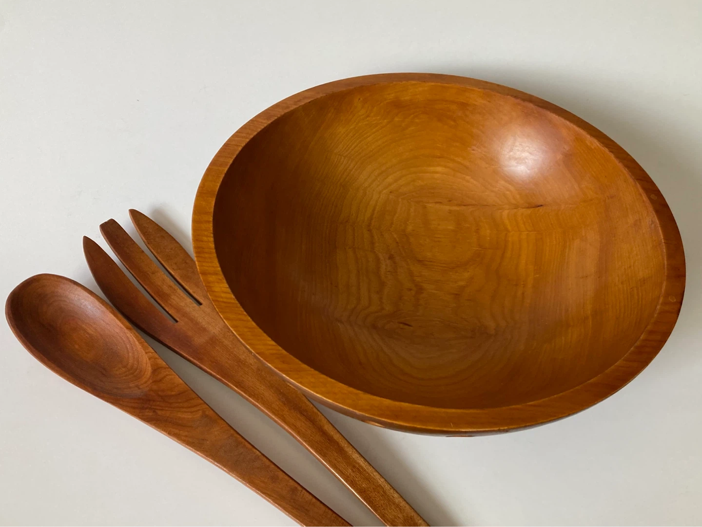 Vintage Maple Wood Baribocraft Bowl and Salad Servers - photo 4