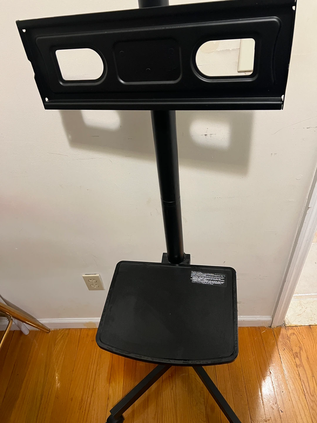 Black Rolling TV Stand with Shelf - photo 3
