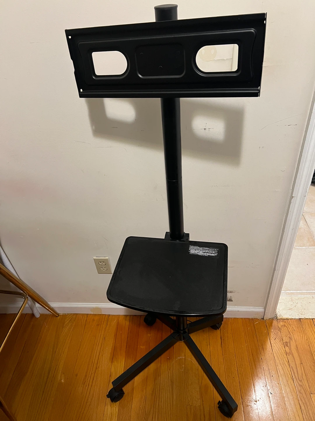 Black Rolling TV Stand with Shelf - photo 2