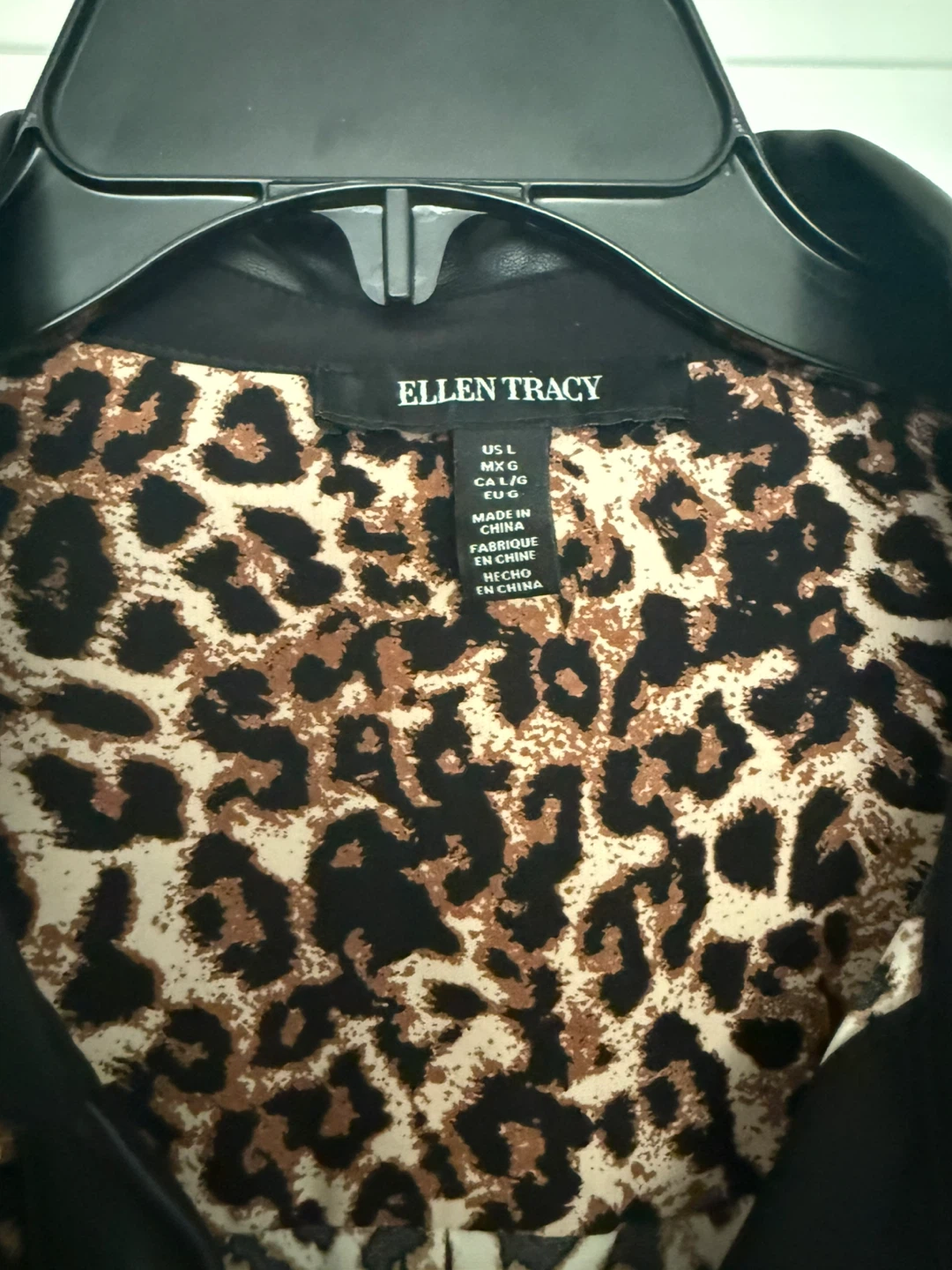Ellen Tracy Leopard Print Blouse with Faux Leather Trim - photo 3