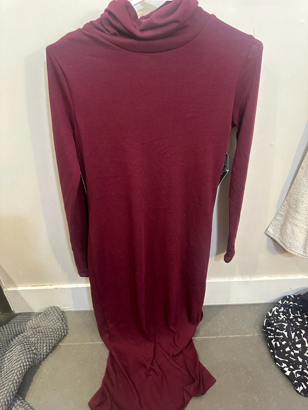 Lulus Burgundy Turtleneck Long Sleeve Maxi Dress
