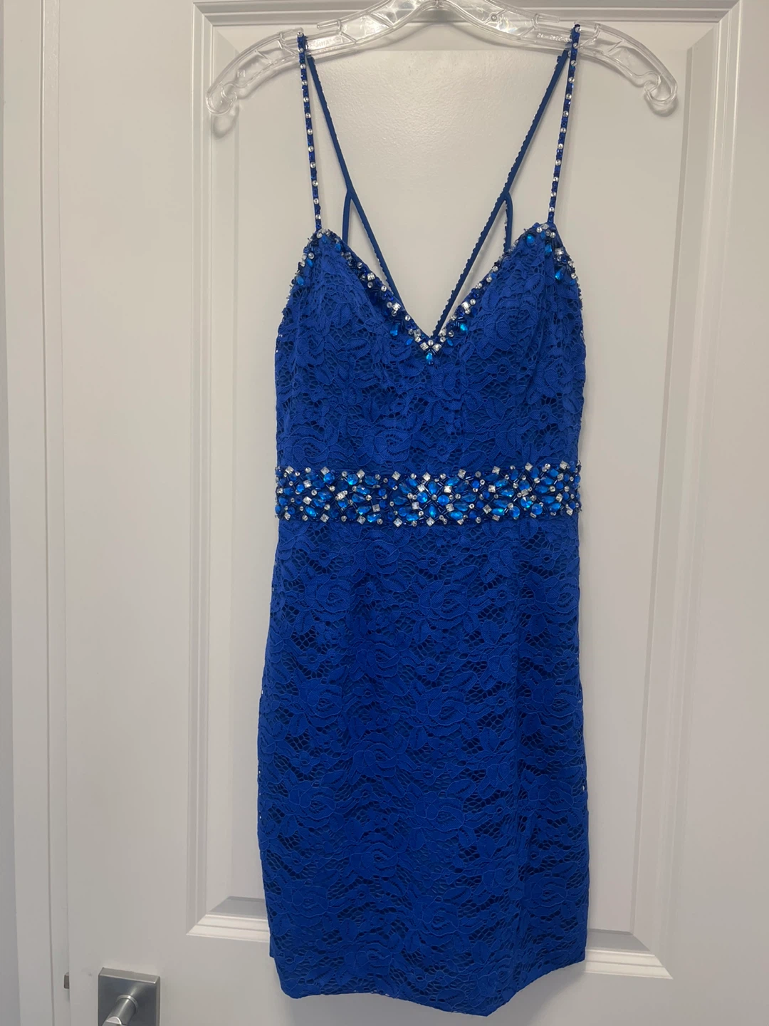*MORI LEE ROYAL BLUE SEQUIN DRESS SIZE 8 LIKE NEW $150*