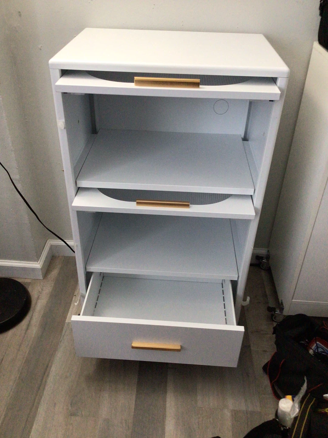 White Storage Cabinet with Wheels - photo 2