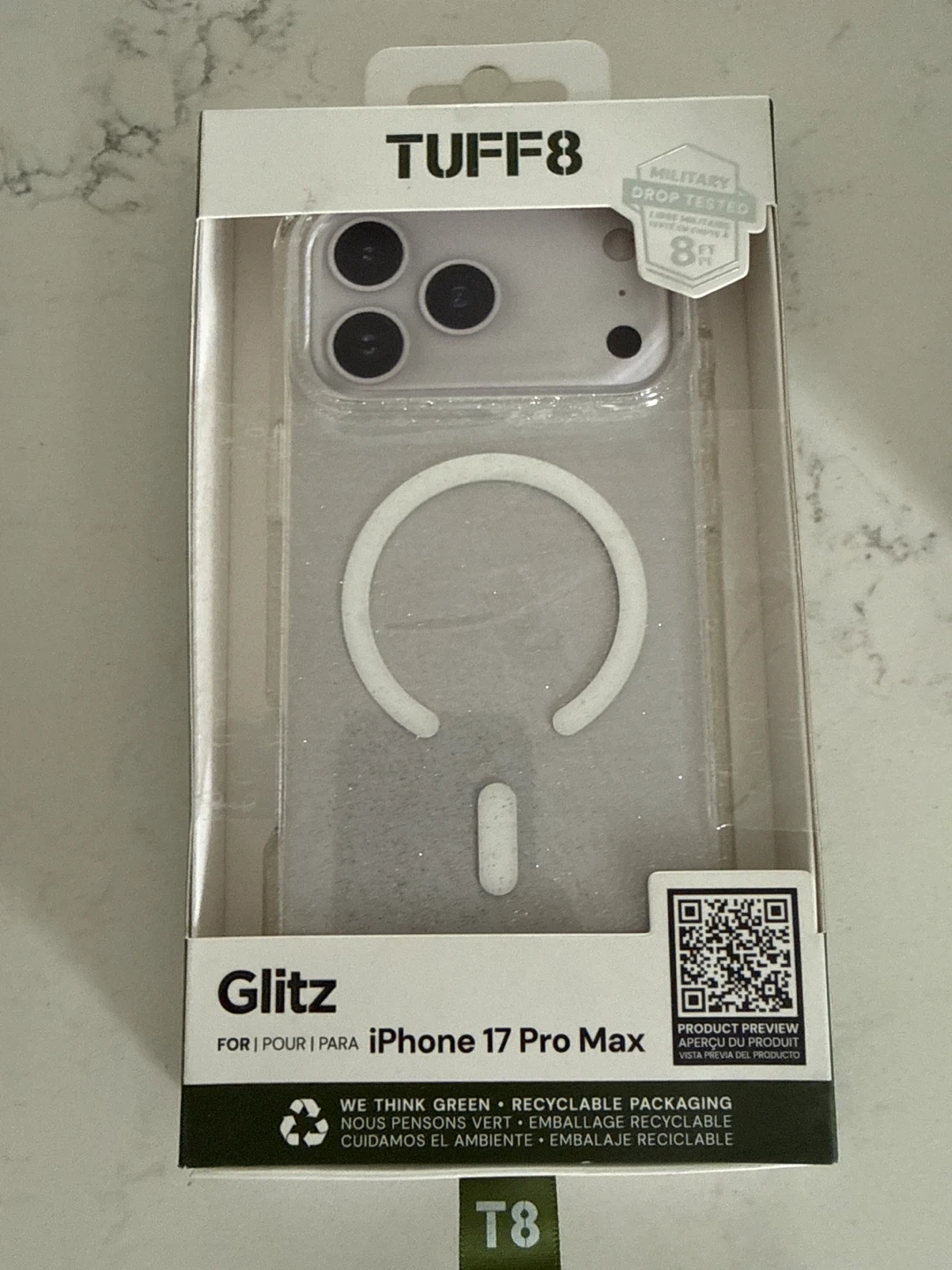 TUFF8 Glitz Case iPhone 17 Pro Max Clear MagSafe