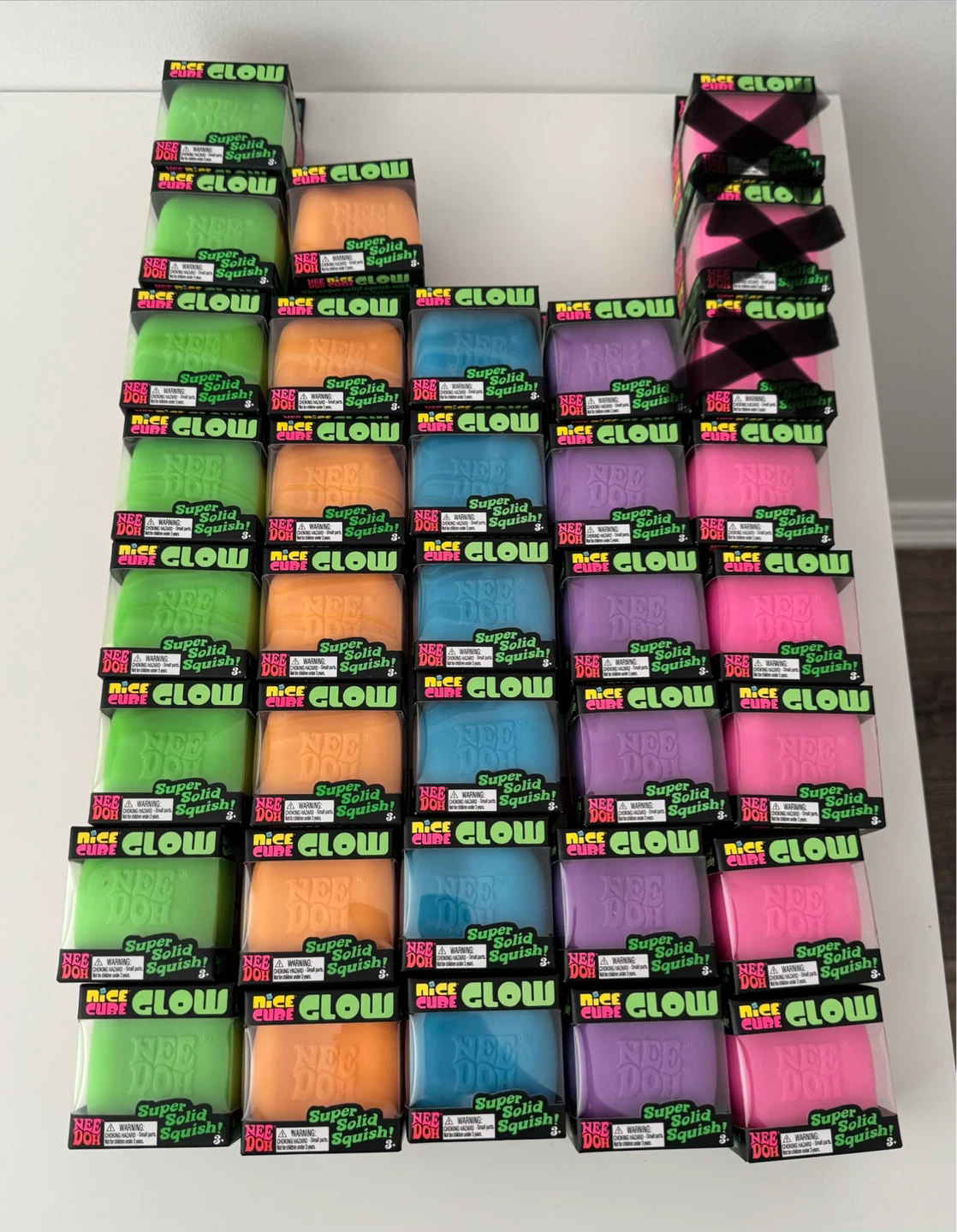 Nee Doh Nice Cube Glow Super Solid Squish - Assorted Colours