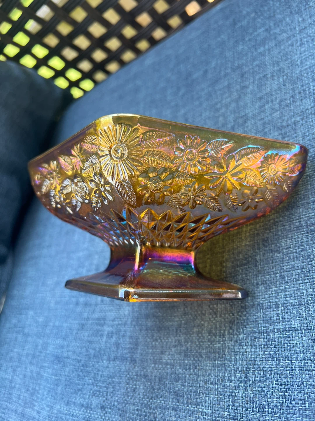 Amber Glass Footed Dish antique - photo 2