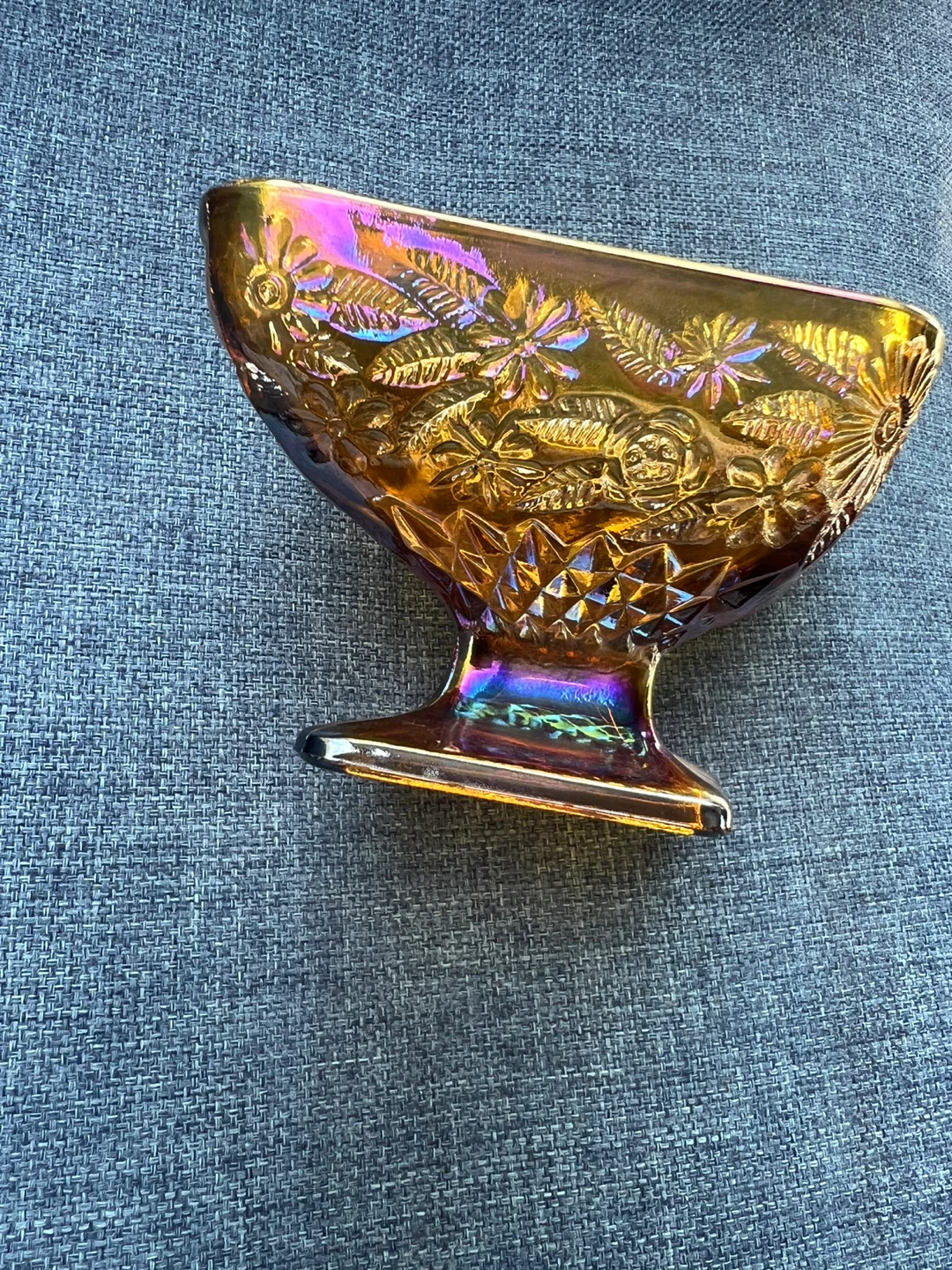 Amber Glass Footed Dish antique - photo 5