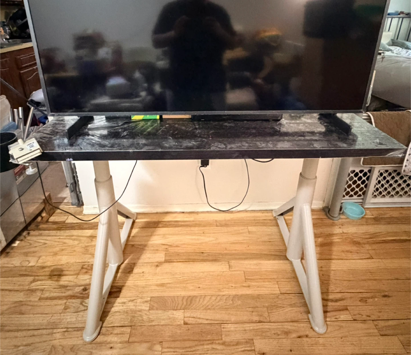 IKEA LINNMON Table Top with LINAK Desk Frame