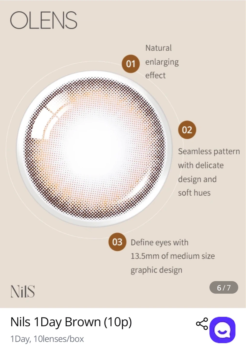 OLENS Nils 1Day Brown Contact Lenses - 10 Pack + 4 pieces -2.25 - photo 4