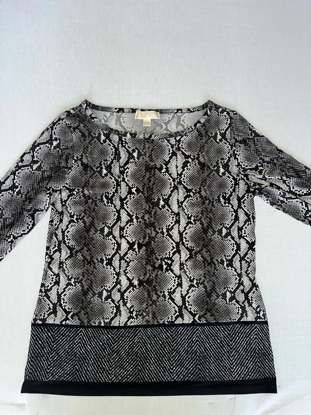 Michael Kors Snakeskin Print Long Sleeve Top