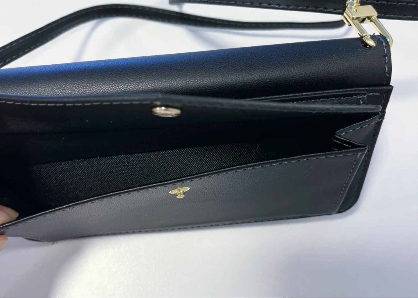 Black Faux Leather Wallet Phone Case with Strap - photo 3