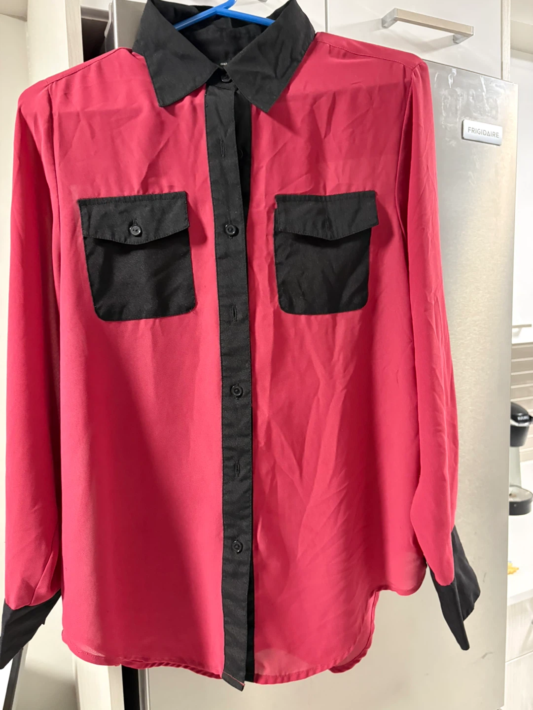 Chemise à poches Naked Zebra rouge et noire taille L