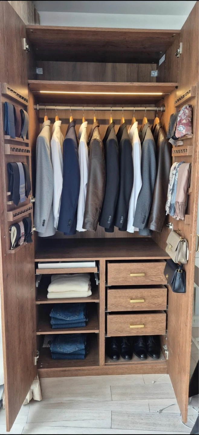IKEA Pax Two-door wooden wardrobe with built-in lighting