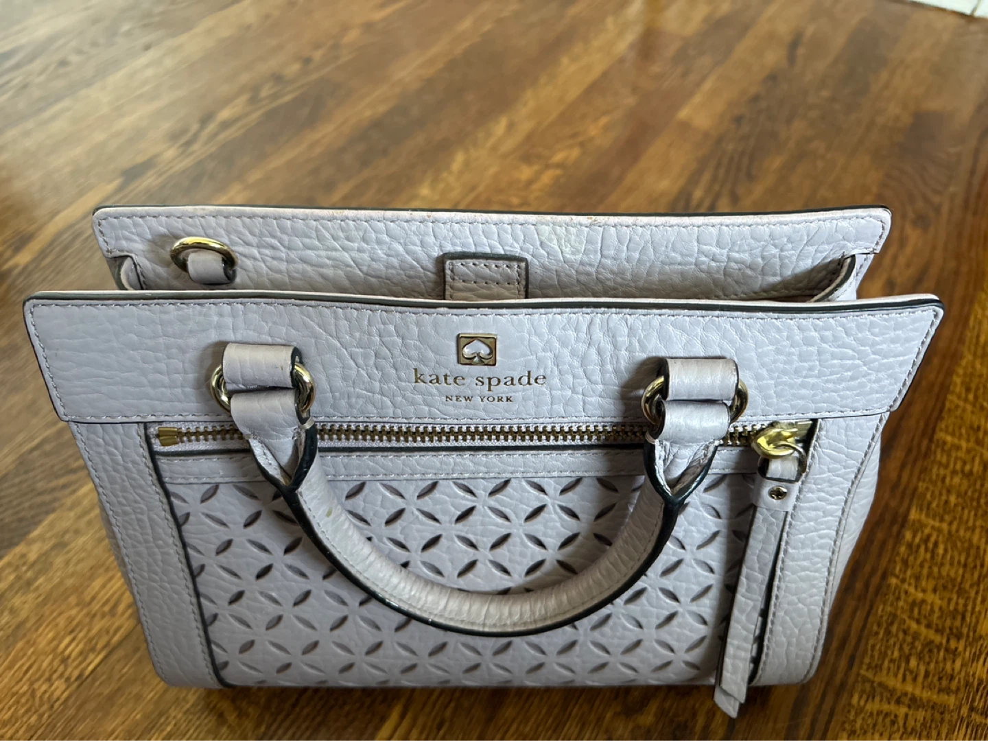 Kate Spade New York Lilac Perforated Leather Satchel Handbag - photo 3