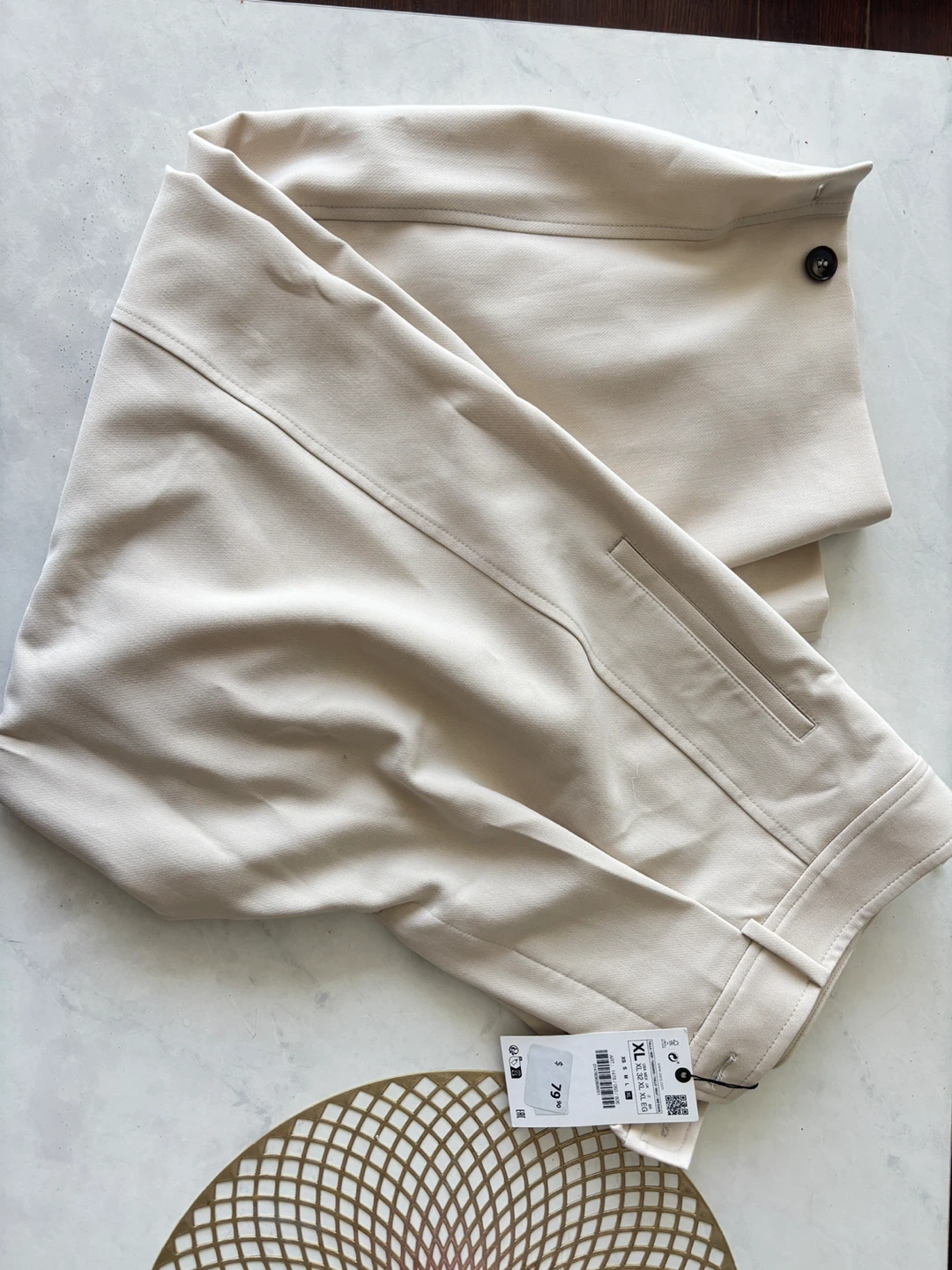 Zara Wide Leg pant  XL Cream
