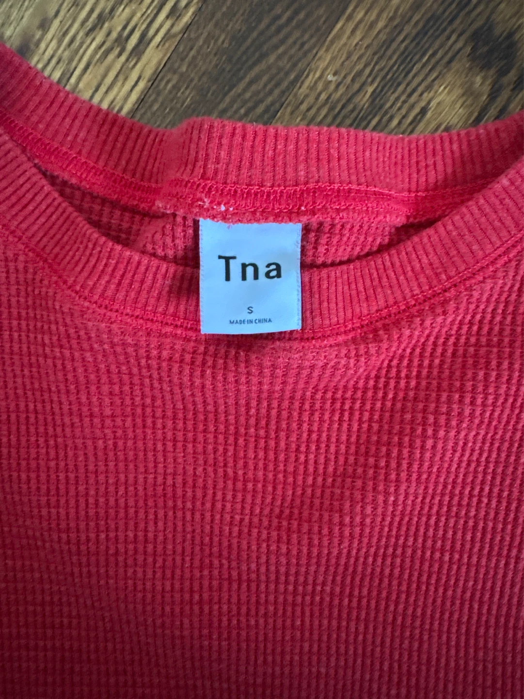 TNA Red Waffle Knit Long Sleeve Shirt Size S - photo 2