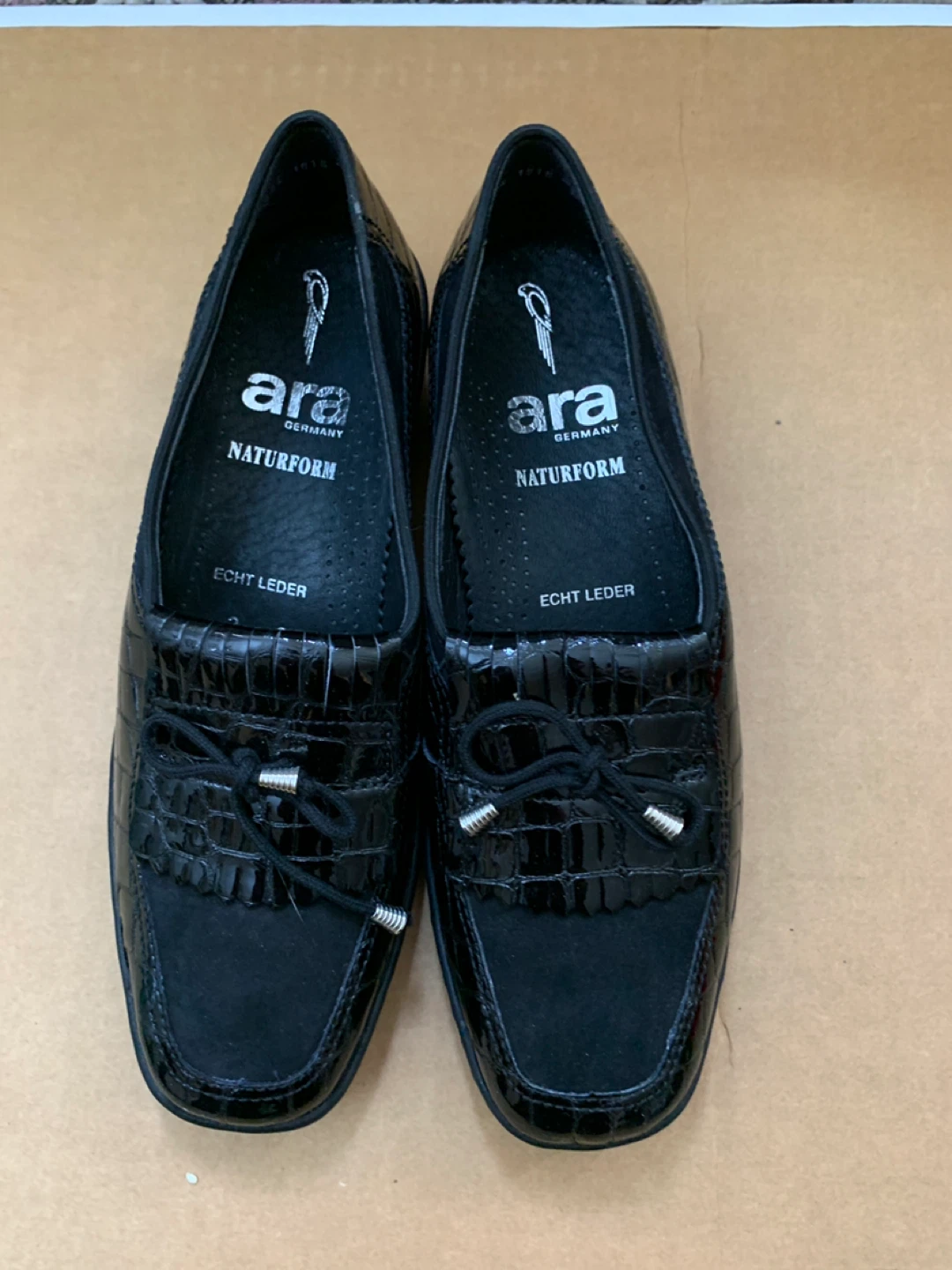 New Ara Germany Women's Black Leather Loafers Size 7