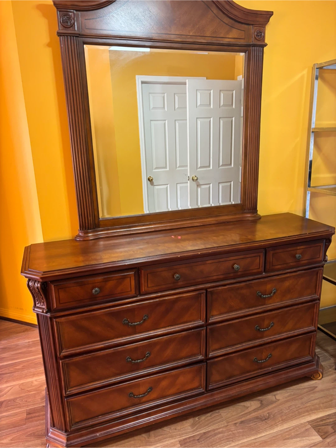 USED - Dark Wood Dresser with Mirror