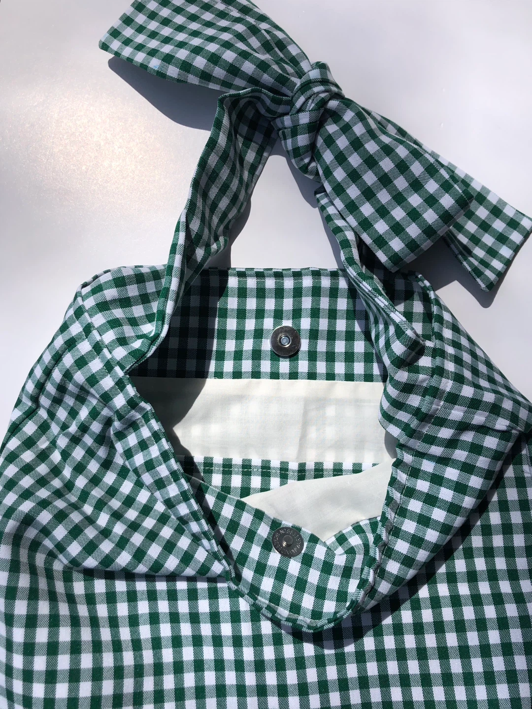 Green Gingham shoulder Bag with Bow - photo 3