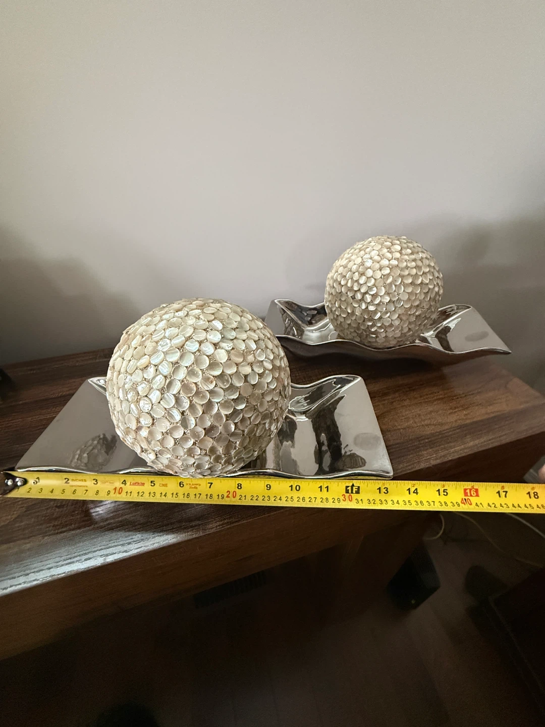 Decorative Spheres on Metal Trays - Set of 2 - photo 2