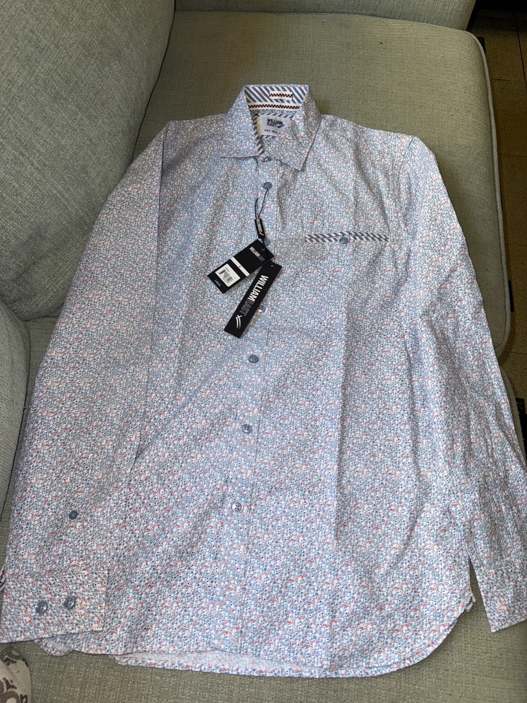 🌱William Rast Button Down Shirt - Blue Floral Pattern - photo 2
