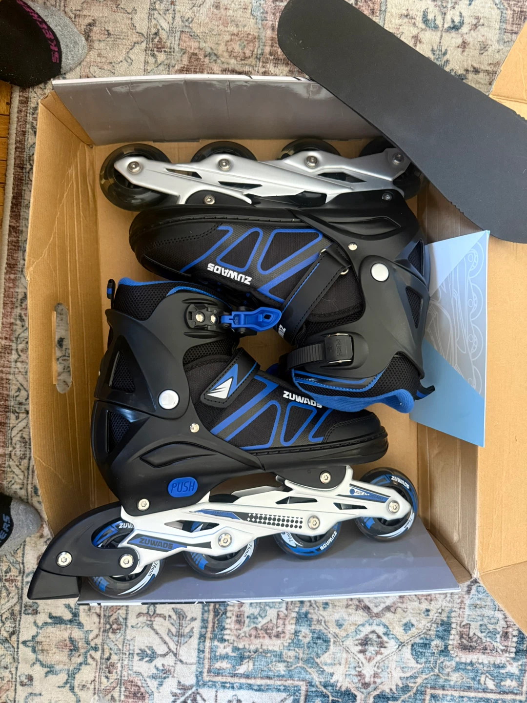 ZUWAADS Adjustable Inline Skates - Men and Women, Size 12, Blue - photo 5