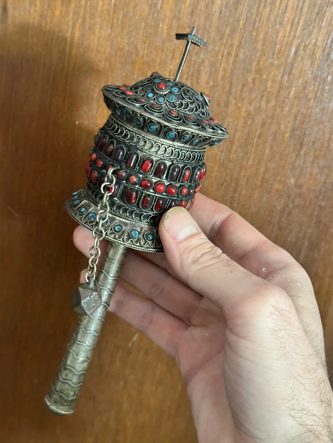 Tibetan Buddhist  Hand Spinning Prayer Wheel Handheld Nepal