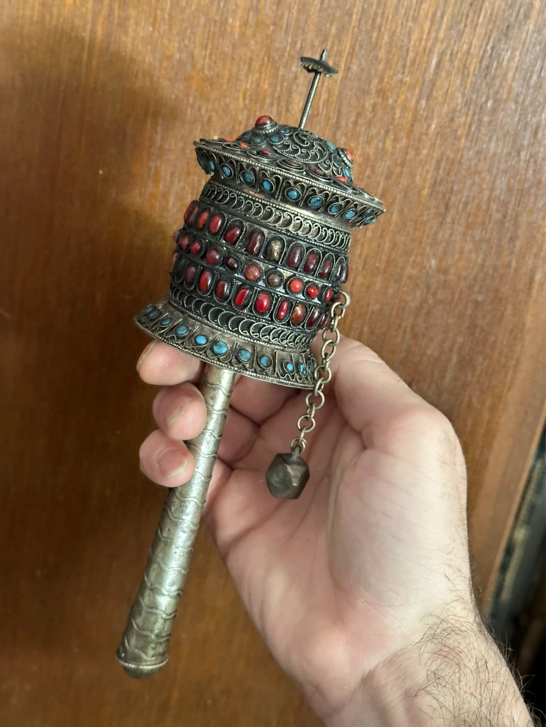Tibetan Buddhist  Hand Spinning Prayer Wheel Handheld Nepal - photo 2