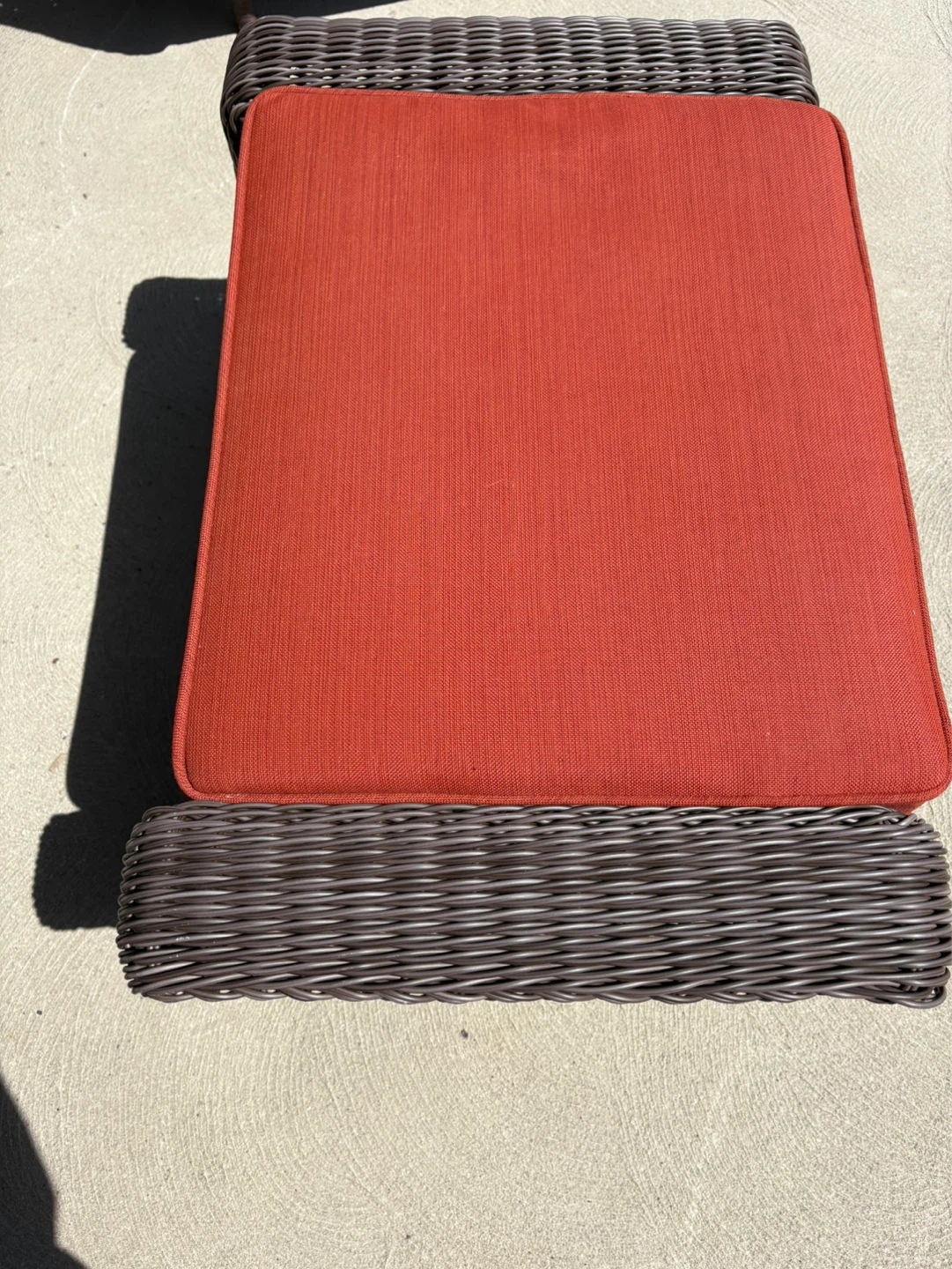 Wicker Outdoor Chair with Red Cushion