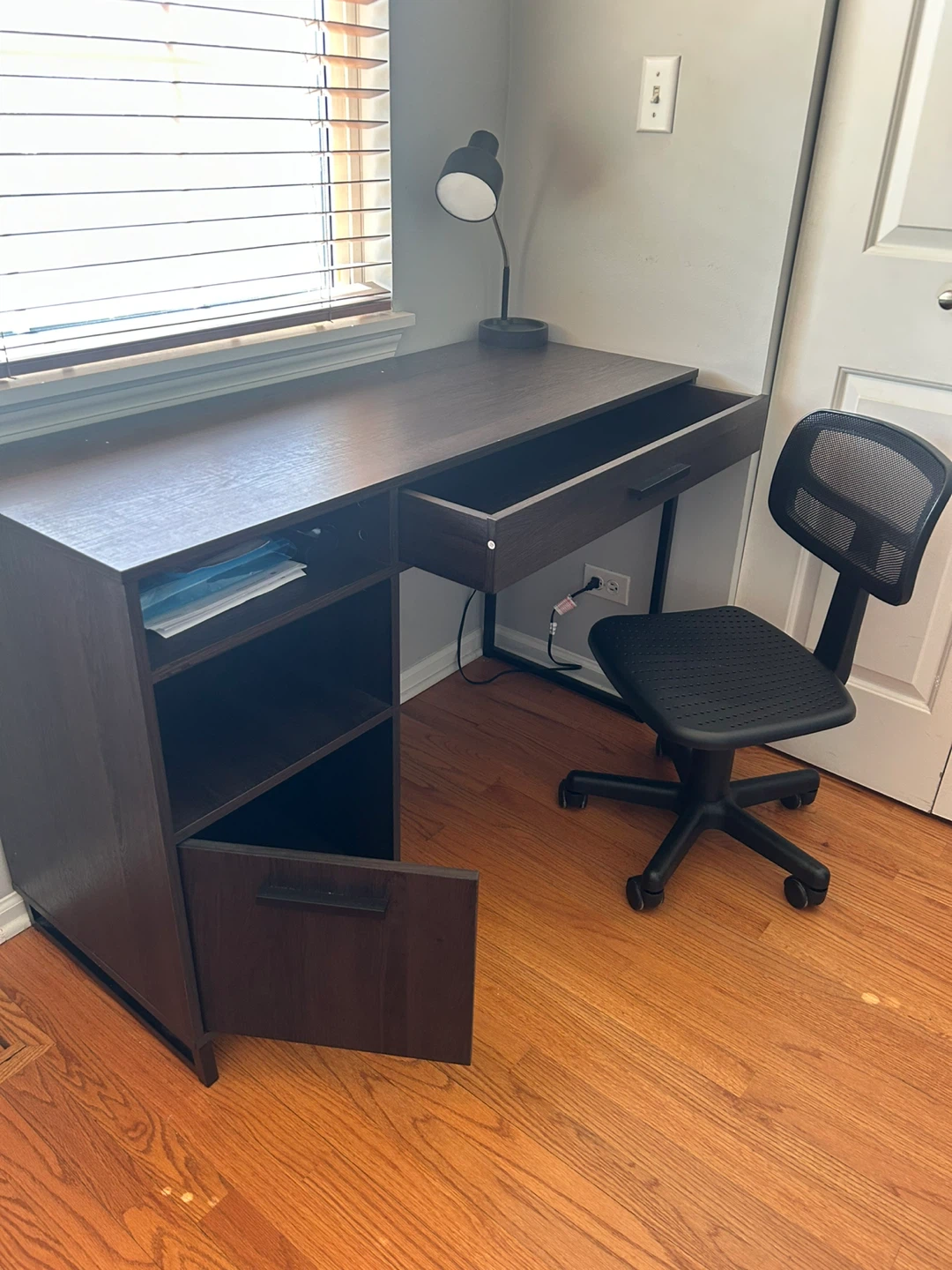 Dark Brown Writing Desk with Storage