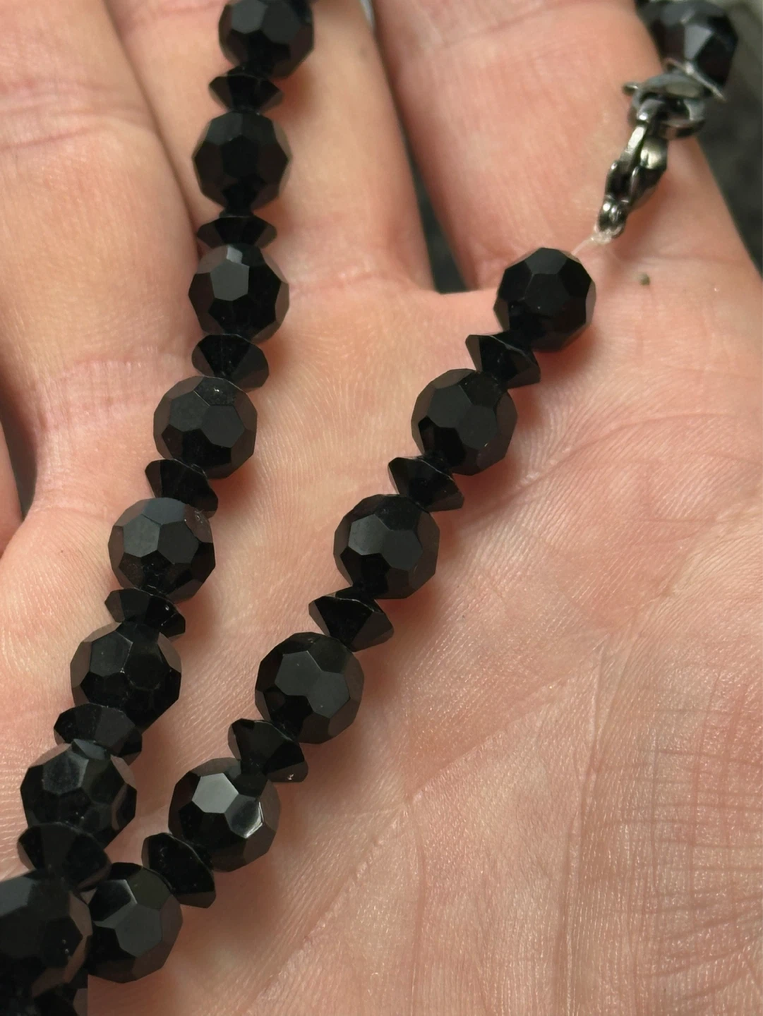 1950s Black Glass Fauceted Beaded Necklace - photo 4