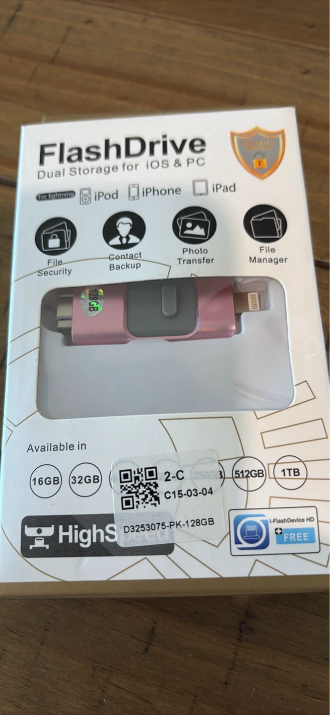HighS FlashDrive Dual Storage for iOS & PC - 128GB