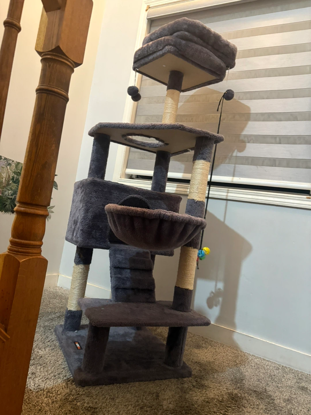Grey Multi-Level Cat Tree with Condo and Hammock