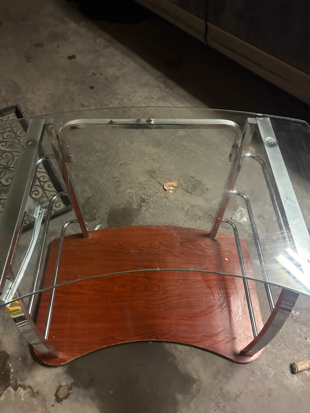 Glass and Wood Accent Table