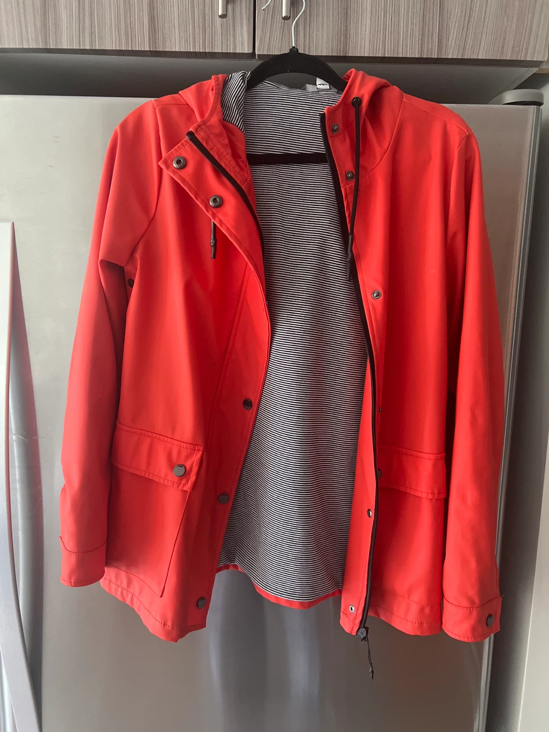ONLY Orange Hooded Rain Jacket
