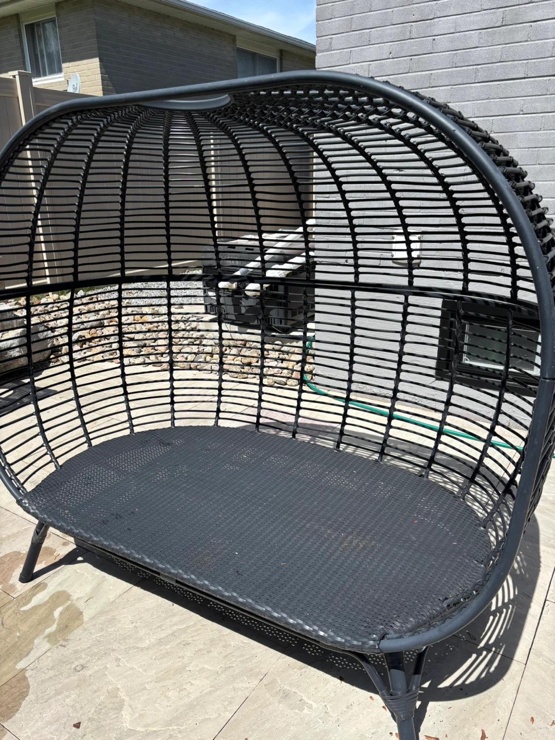 Outdoor Wicker Egg Chair Bench with Cushions - photo 4