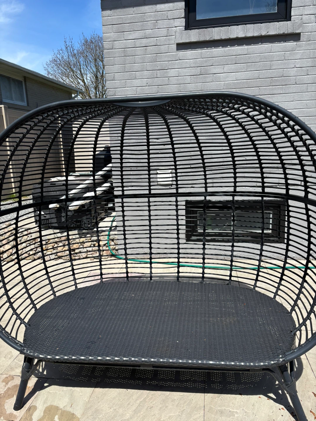 Outdoor Wicker Egg Chair Bench with Cushions - photo 3