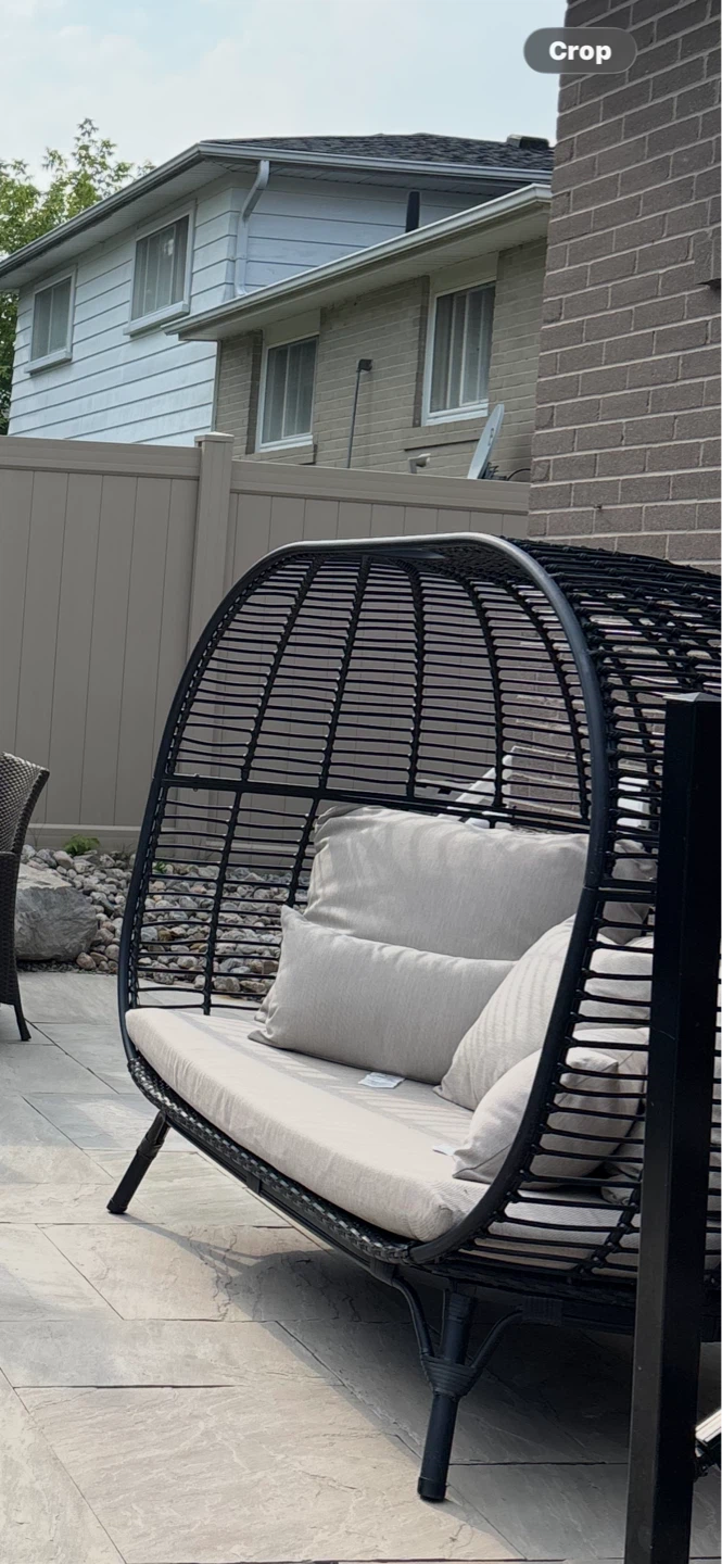 Outdoor Wicker Egg Chair Bench with Cushions - photo 2