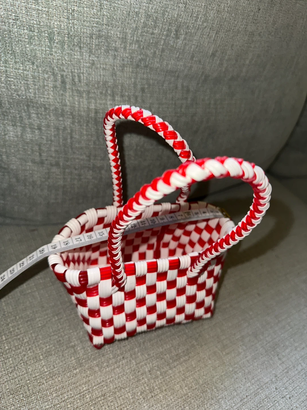 🌱Red and White Woven Mini Basket - photo 3