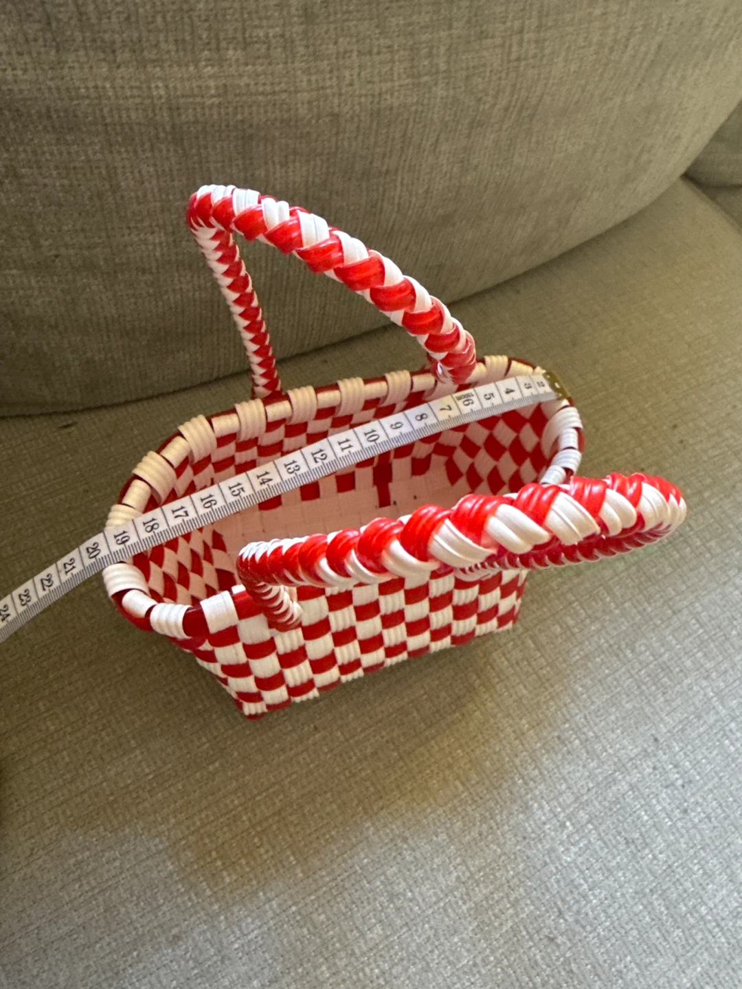 🌱Red and White Woven Mini Basket - photo 2