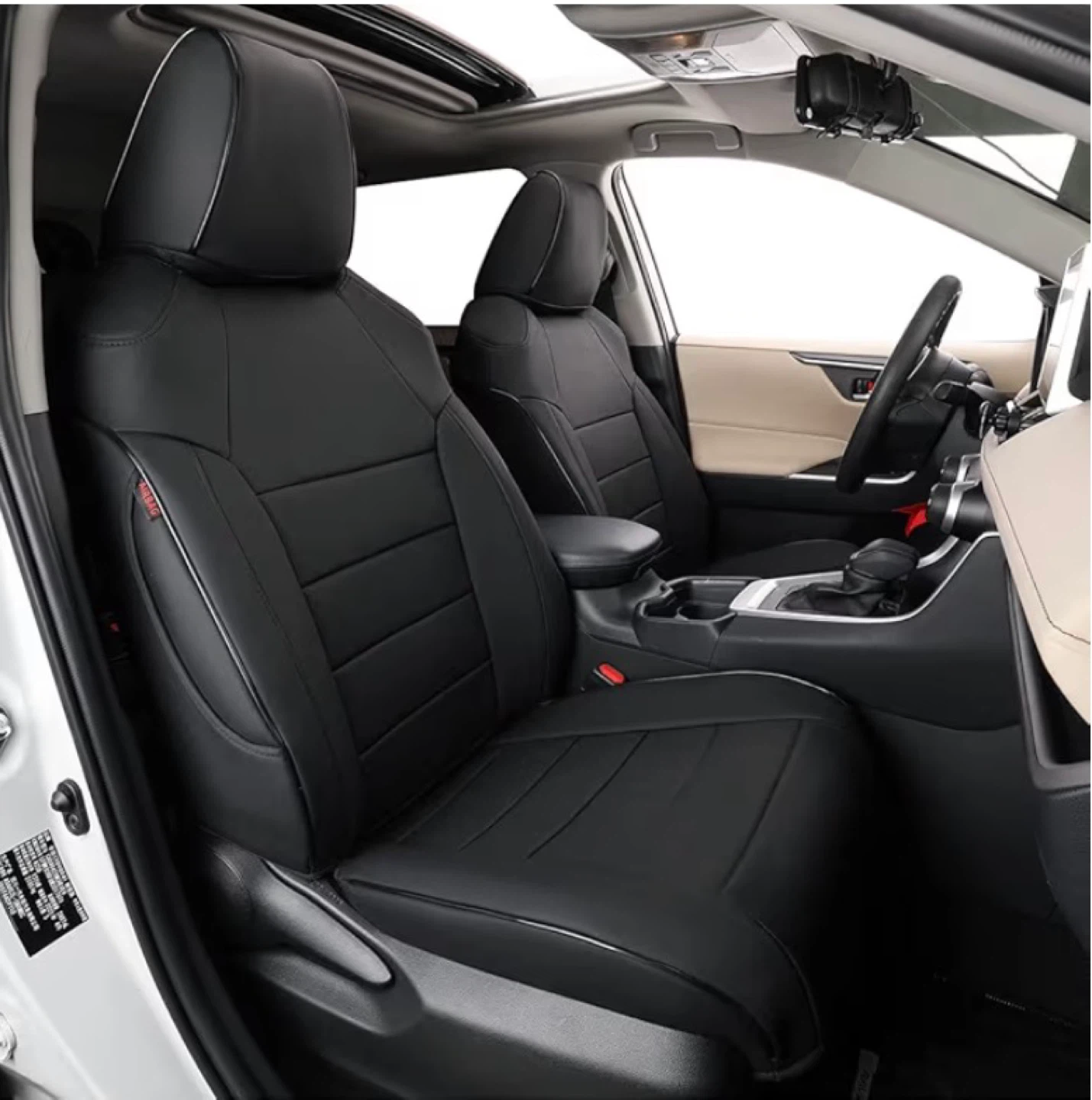 Toyota RAV4 Car Seat Covers-Faux Leather (Black)- Full Set
