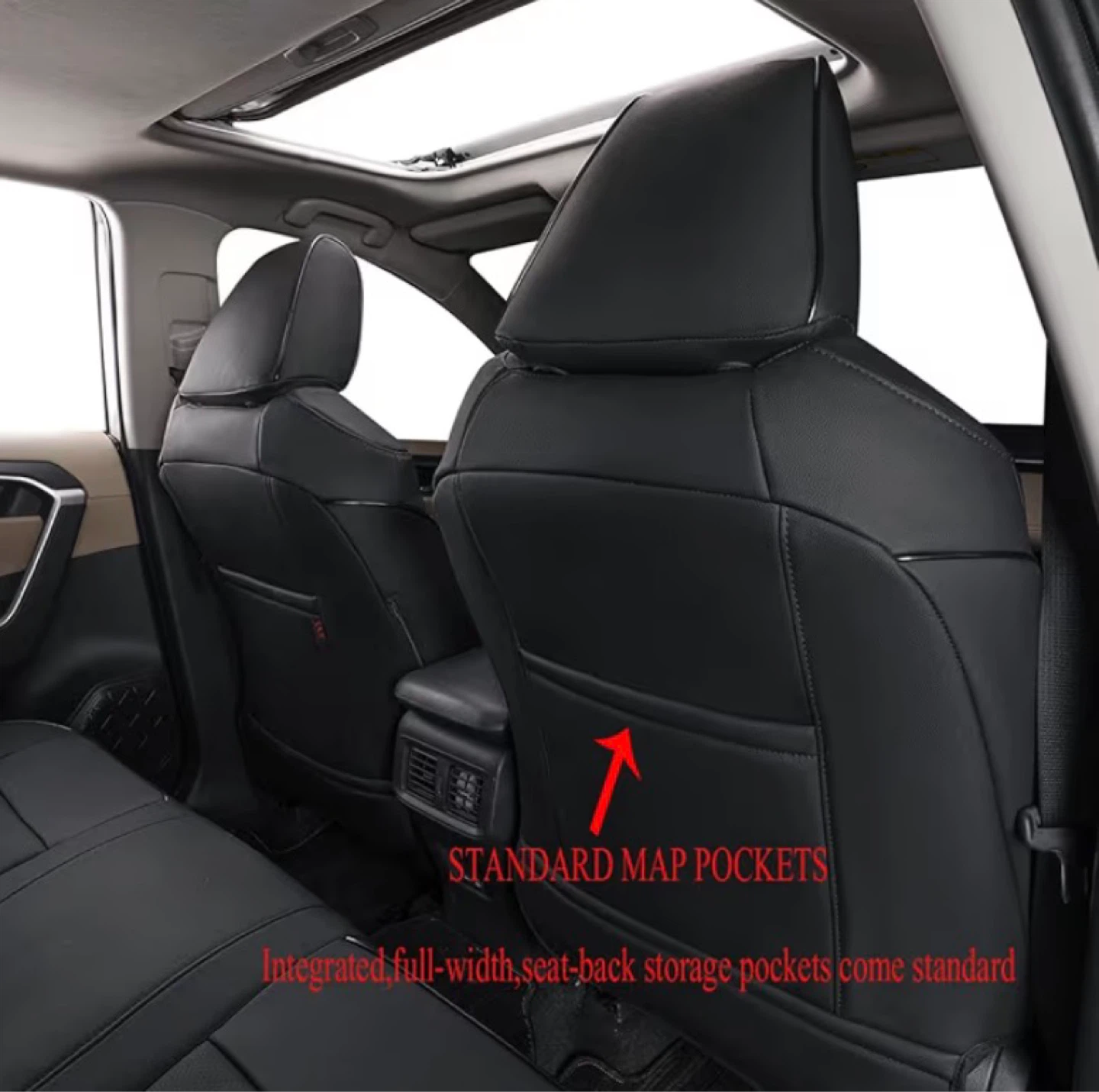 Toyota RAV4 Car Seat Covers-Faux Leather (Black)- Full Set - photo 2