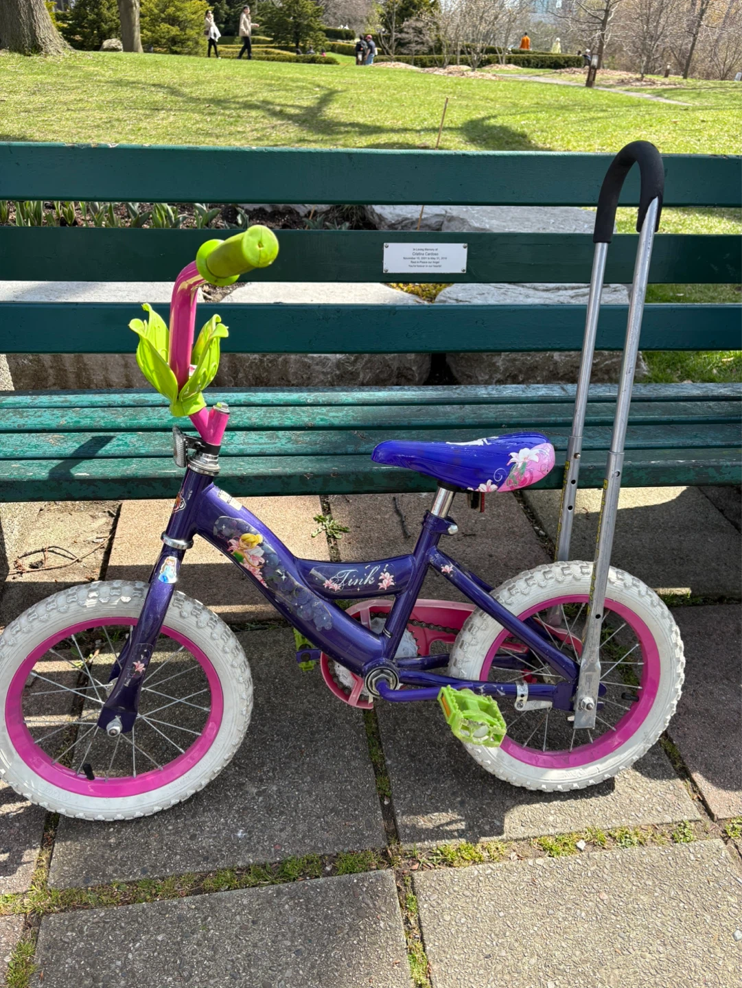 Kids Purple & Pink Training Bike with Handle - photo 2