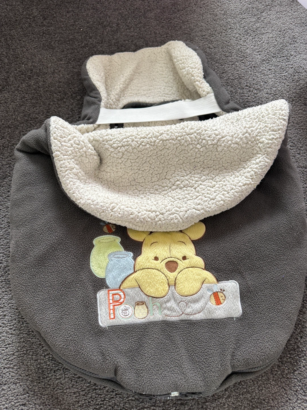 Grey Winnie the Pooh Baby Bunting Bag for Car seat