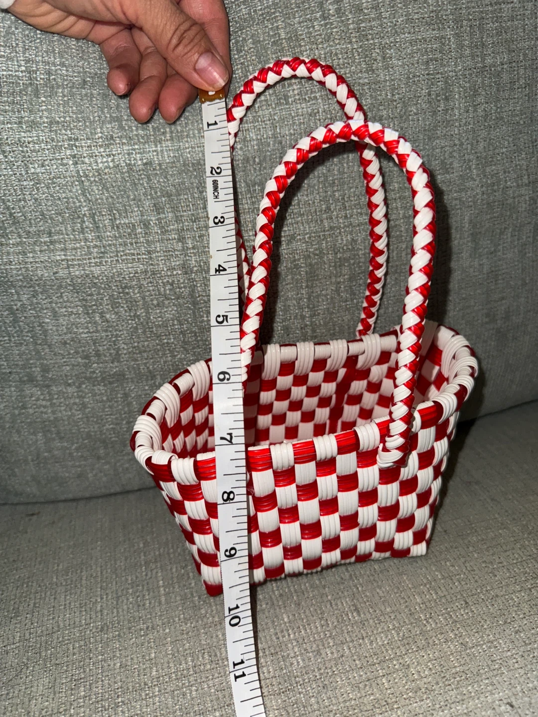 🌱Red and White Woven Mini Basket - photo 5